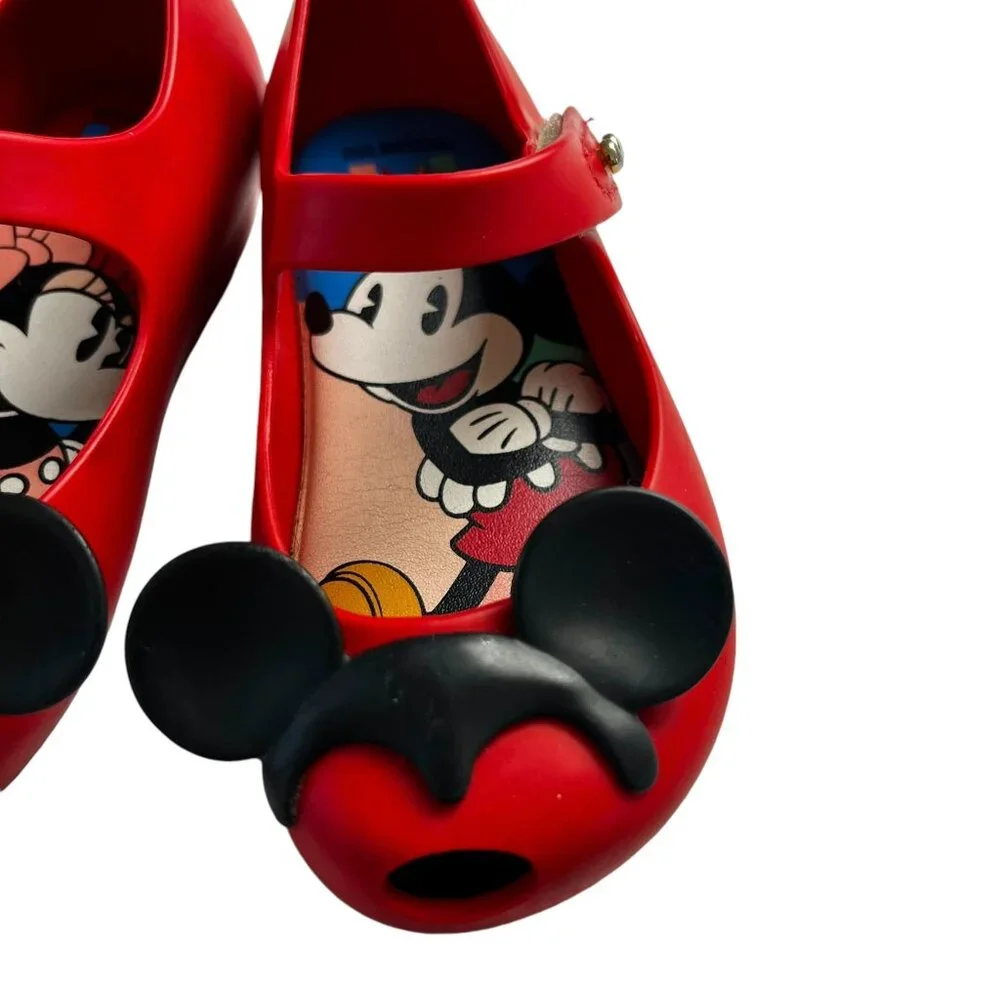 Mini Melissa Mickey and Minnie Mouse Red Flats Size 7 Toddler
